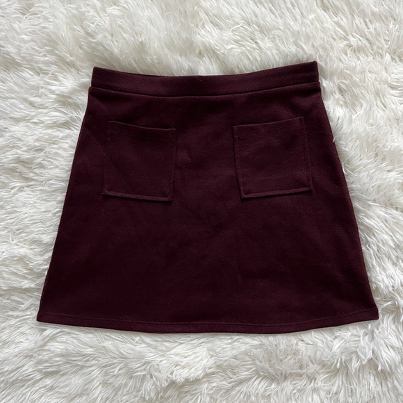 Full Tilt Burgundy High-Waist A-Line Skater Mini Skirt with Pockets Size Small - Picture 2 of 14